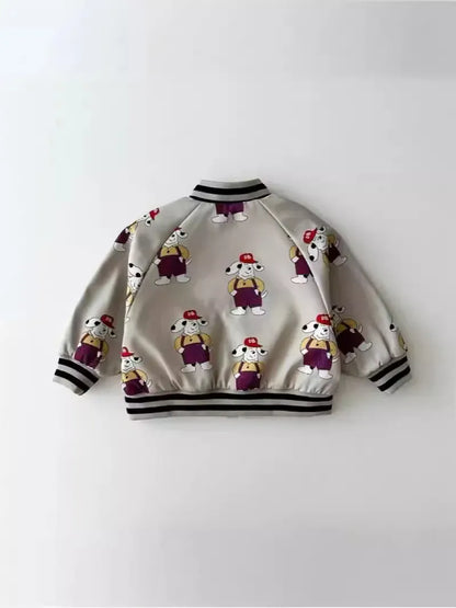 ショートコート・ジャケット・ジャンパー キッズアウター 犬ドッグワンポイントジップアップブルゾンスタジアムジャンパージャケット【mh0008712】