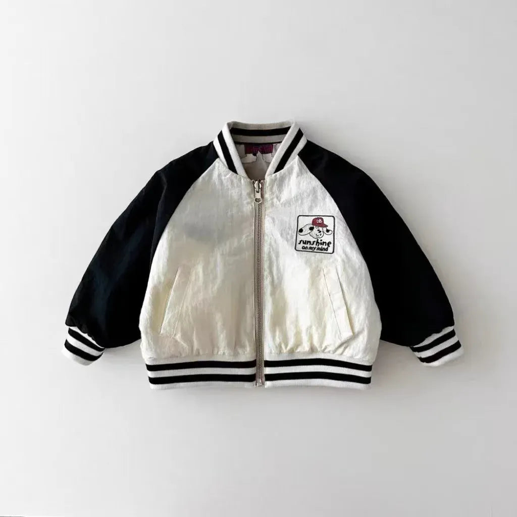 ショートコート・ジャケット・ジャンパー キッズアウター 犬ドッグワンポイントジップアップブルゾンスタジアムジャンパージャケット【mh0008712】