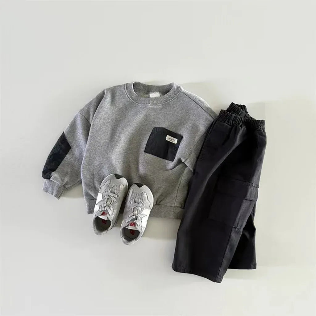 トレーナー・フーディ キッズトップス パッチワーク長袖スウェットシャツ【mh0008725】