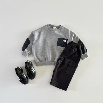 トレーナー・フーディ キッズトップス パッチワーク長袖スウェットシャツ【mh0008725】