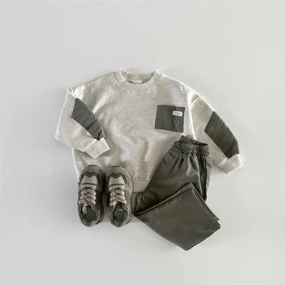 トレーナー・フーディ キッズトップス パッチワーク長袖スウェットシャツ【mh0008725】