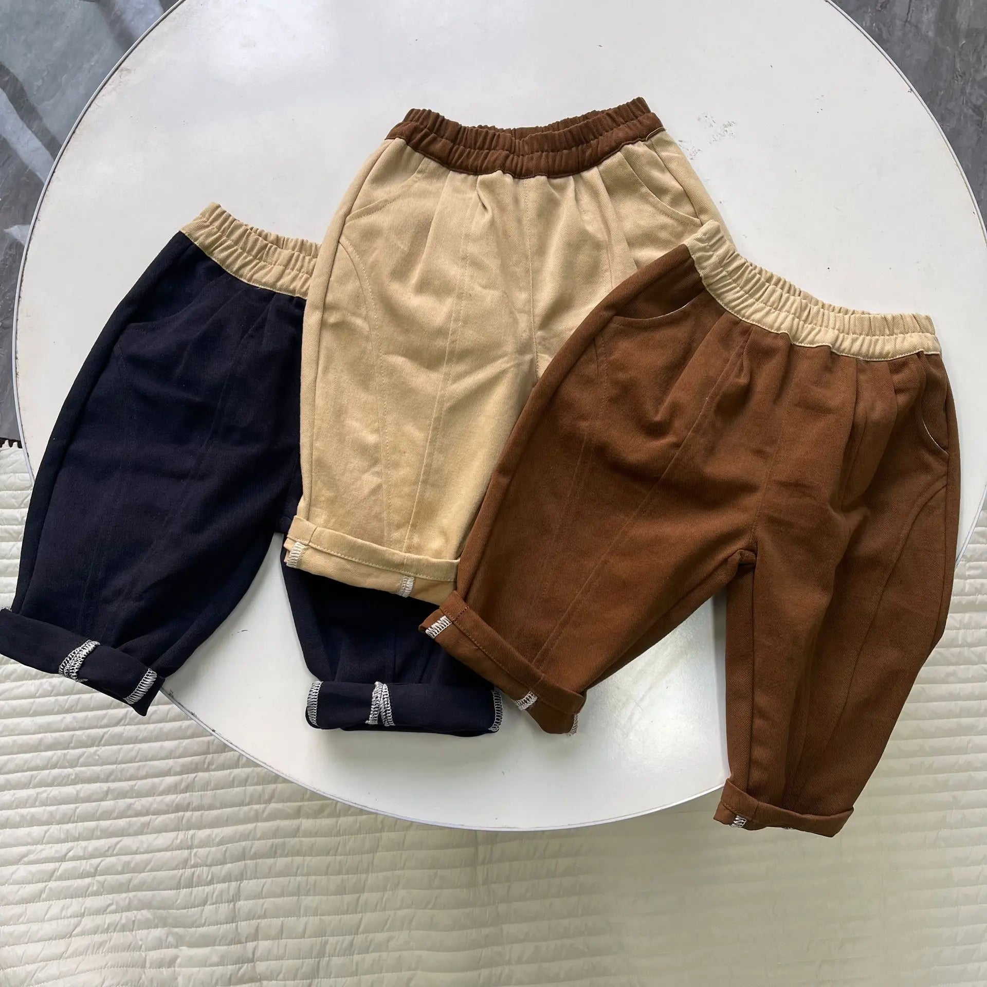 ロングパンツ・スウェットパンツ ベビーキッズパンツ バイカラー切り替えロングルーズパンツ【mh0008728】