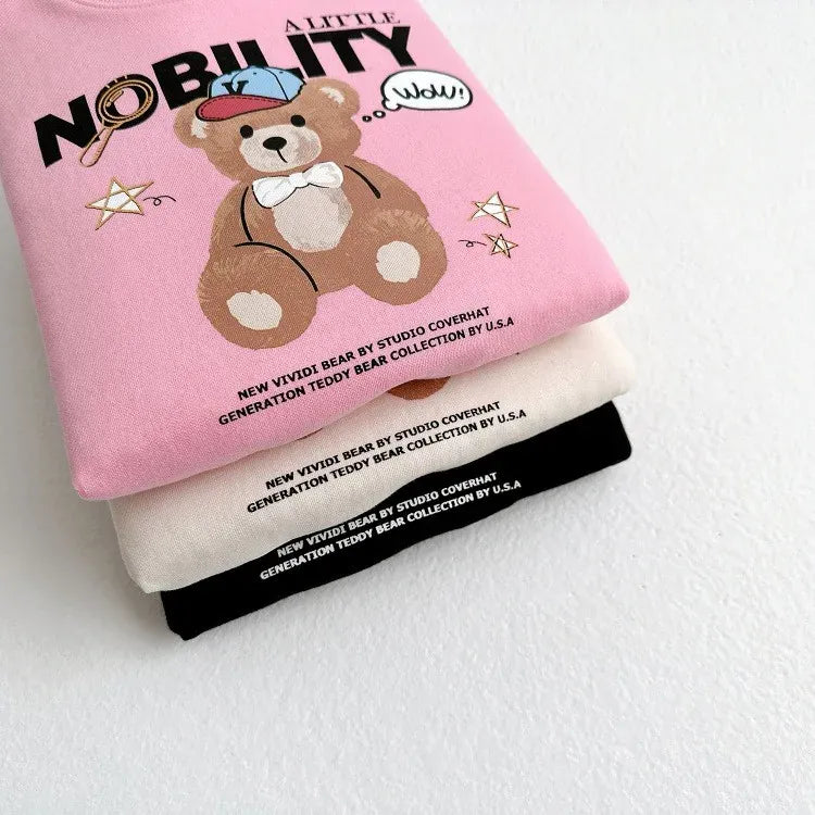 トレーナー・フーディ キッズトップス ベアくまレターロゴプリント長袖スウェットシャツ【mh0008751】