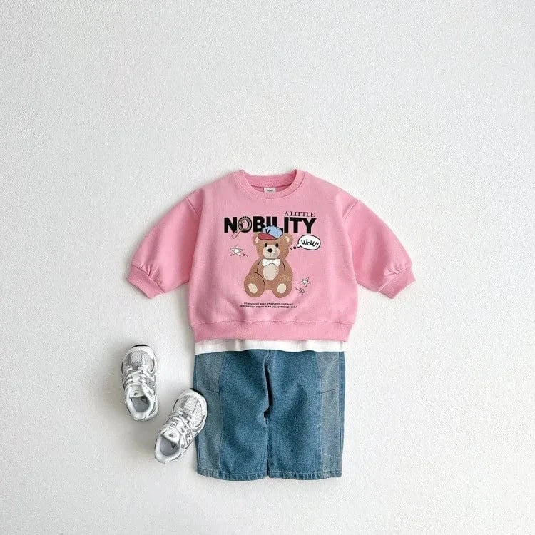 トレーナー・フーディ キッズトップス ベアくまレターロゴプリント長袖スウェットシャツ【mh0008751】