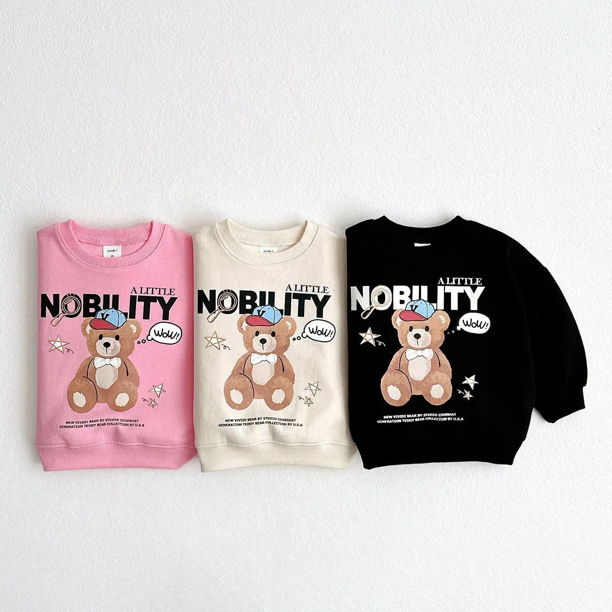 トレーナー・フーディ キッズトップス ベアくまレターロゴプリント長袖スウェットシャツ【mh0008751】