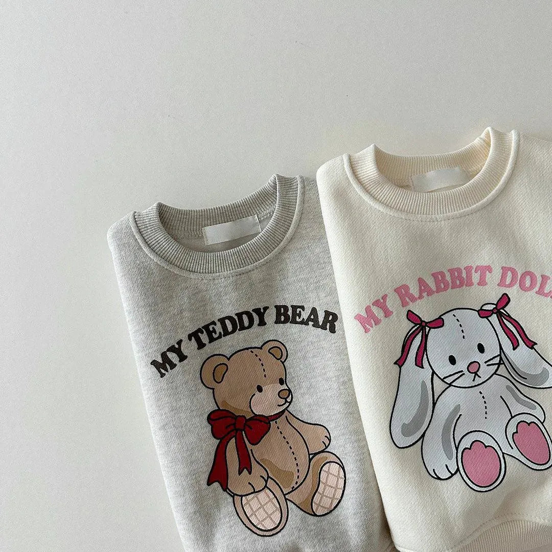 トレーナー・フーディ キッズトップス うさぎバニーくまプリント長袖スウェットシャツ【mh0008756】