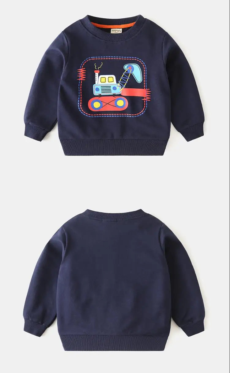 トレーナー・フーディ キッズトップス ブルドーザー車プリント長袖スウェットシャツ【mh0008759】