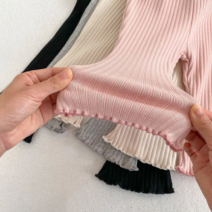 レギンスパンツ ベビーパンツ シンプルベーシックフレアリブレギンスパンツ【mh0008761】