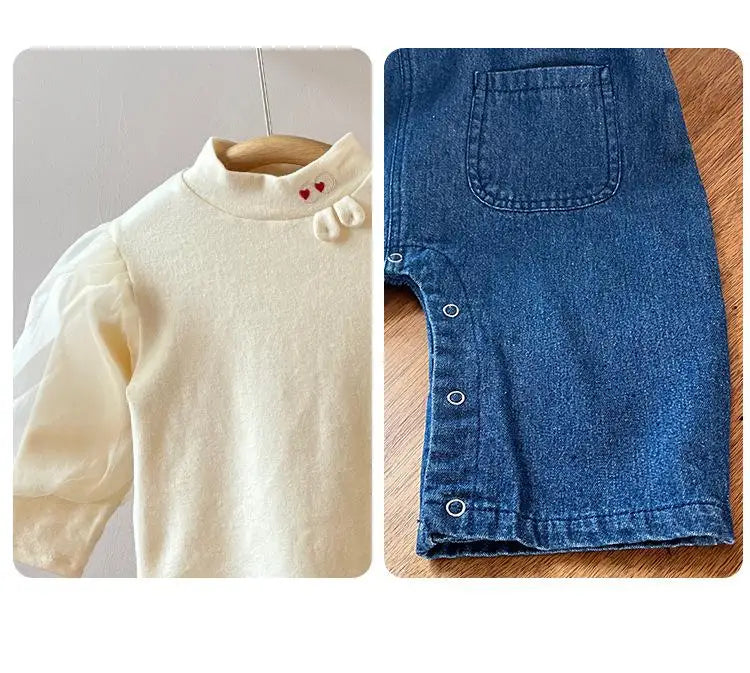 オーバーオール ベビーオーバーオール うさ耳デニムサスペンダーパンツサロペット【mh0008771】