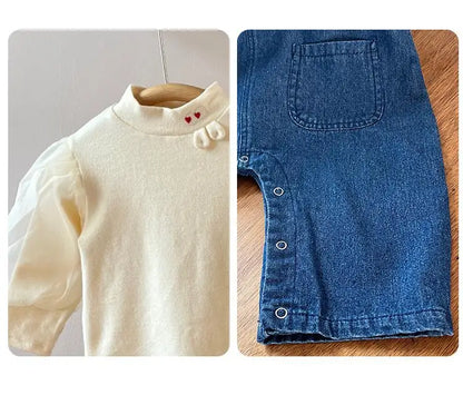 オーバーオール ベビーオーバーオール うさ耳デニムサスペンダーパンツサロペット【mh0008771】