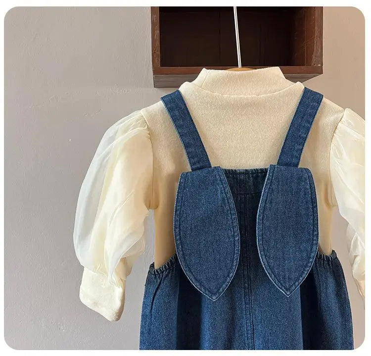 オーバーオール ベビーオーバーオール うさ耳デニムサスペンダーパンツサロペット【mh0008771】