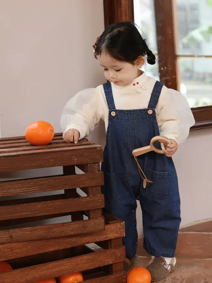 オーバーオール ベビーオーバーオール うさ耳デニムサスペンダーパンツサロペット【mh0008771】