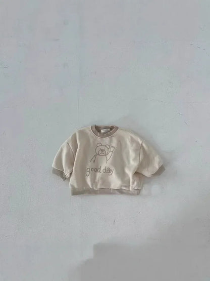 トレーナー・フーディ ベビートップス ベアくまプリントバイカラー長袖スウェットシャツ【mh0008786】