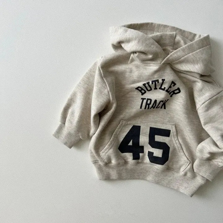 トレーナー・フーディ ベビートップス ナンバーロゴプリントフーディポケット長袖スウェットパーカー【mh0008798】