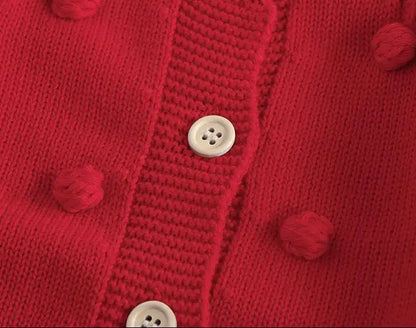 カーディガン・パーカー キッズカーディガン ぽんぽん水玉長袖ニットジャケット【mh0008802】