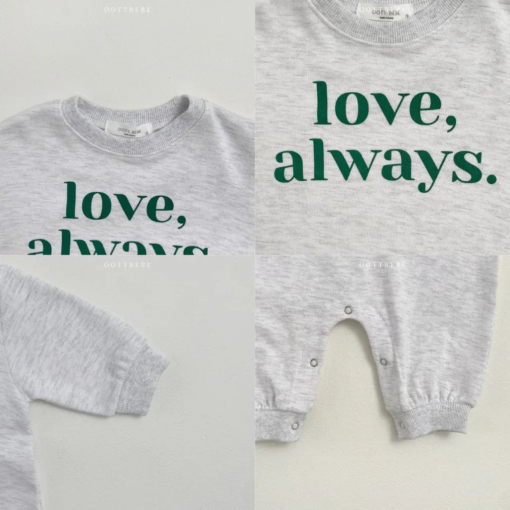 長袖ロンパース ベビーロンパース レターロゴプリント長袖ジャンプスーツ【mh0008815】