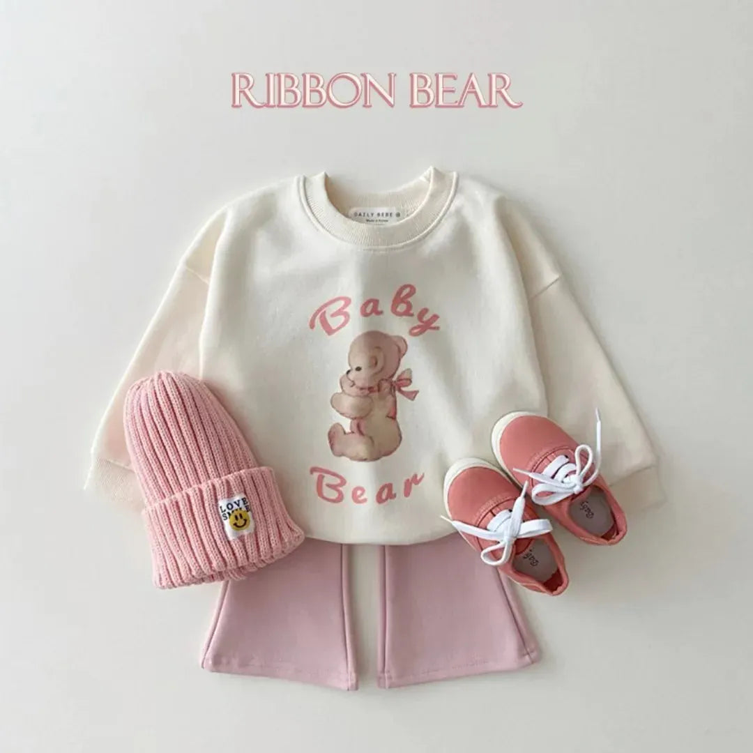 トレーナー・フーディ ベビーキッズトップス ベビーベアプリント長袖スウェットシャツ【mh0008817】