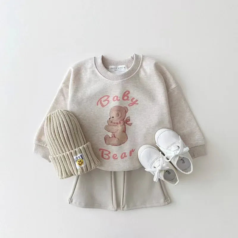 トレーナー・フーディ ベビーキッズトップス ベビーベアプリント長袖スウェットシャツ【mh0008817】