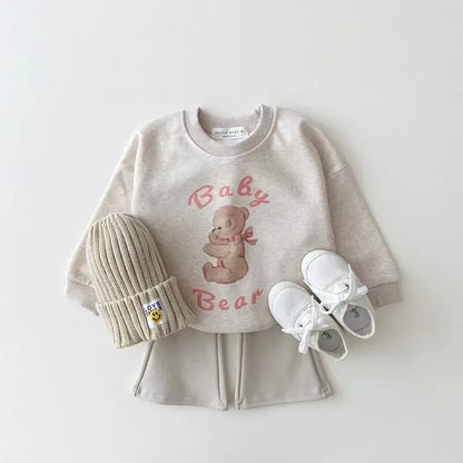 トレーナー・フーディ ベビーキッズトップス ベビーベアプリント長袖スウェットシャツ【mh0008817】
