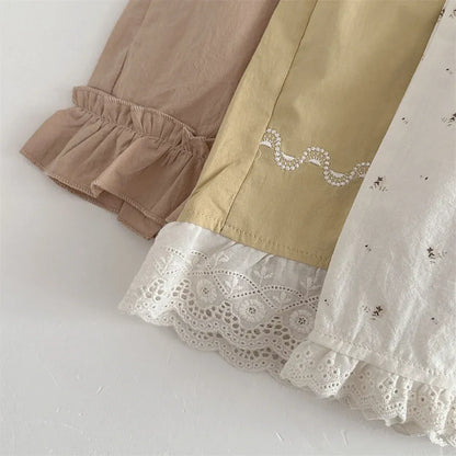 ロングパンツ・スウェットパンツ ベビーパンツ 裾レースフリルワイドルーズロングパンツ【mh0008838】