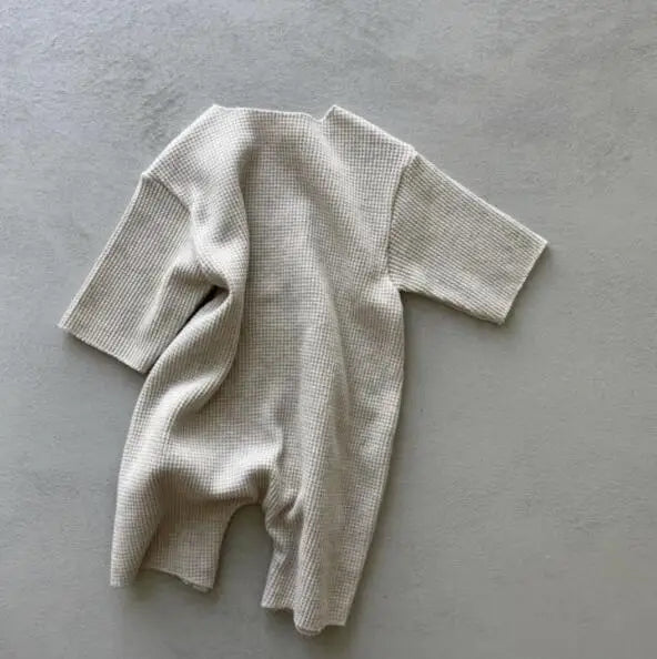 長袖ロンパース ベビージャンプスーツ カンガルーポケット長袖ニットロンパース【mh0008843】