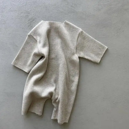 長袖ロンパース ベビージャンプスーツ カンガルーポケット長袖ニットロンパース【mh0008843】