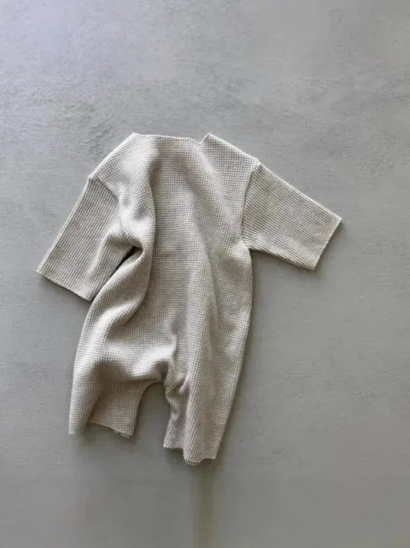 長袖ロンパース ベビージャンプスーツ カンガルーポケット長袖ニットロンパース【mh0008843】