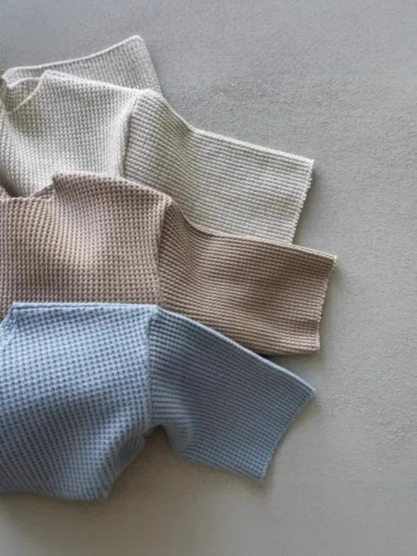 長袖ロンパース ベビージャンプスーツ カンガルーポケット長袖ニットロンパース【mh0008843】