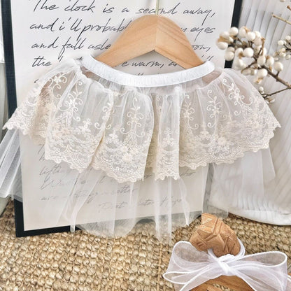 スカート ベビースカート レースフリルペプラム重ね着ミニスカート【mh0008846】