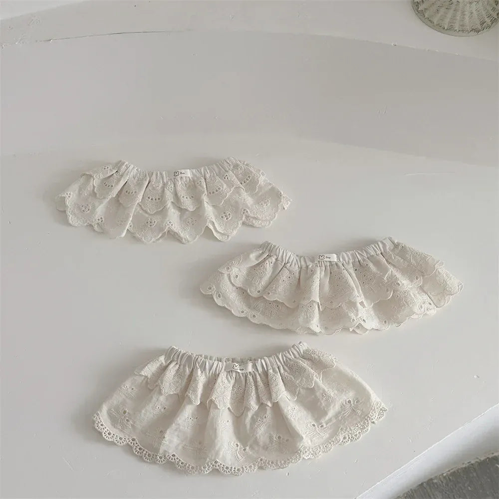 スカート ベビースカート レースフリルペプラム重ね着ミニスカート【mh0008846】