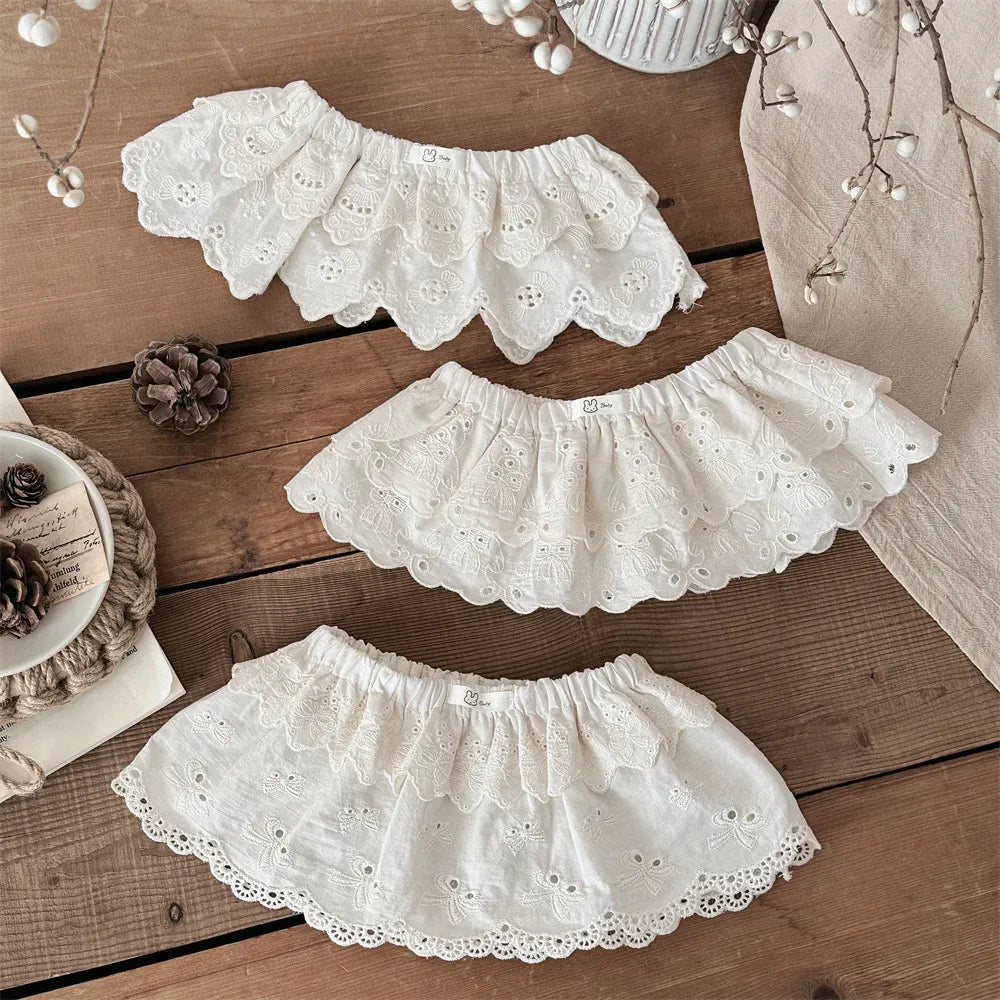 スカート ベビースカート レースフリルペプラム重ね着ミニスカート【mh0008846】