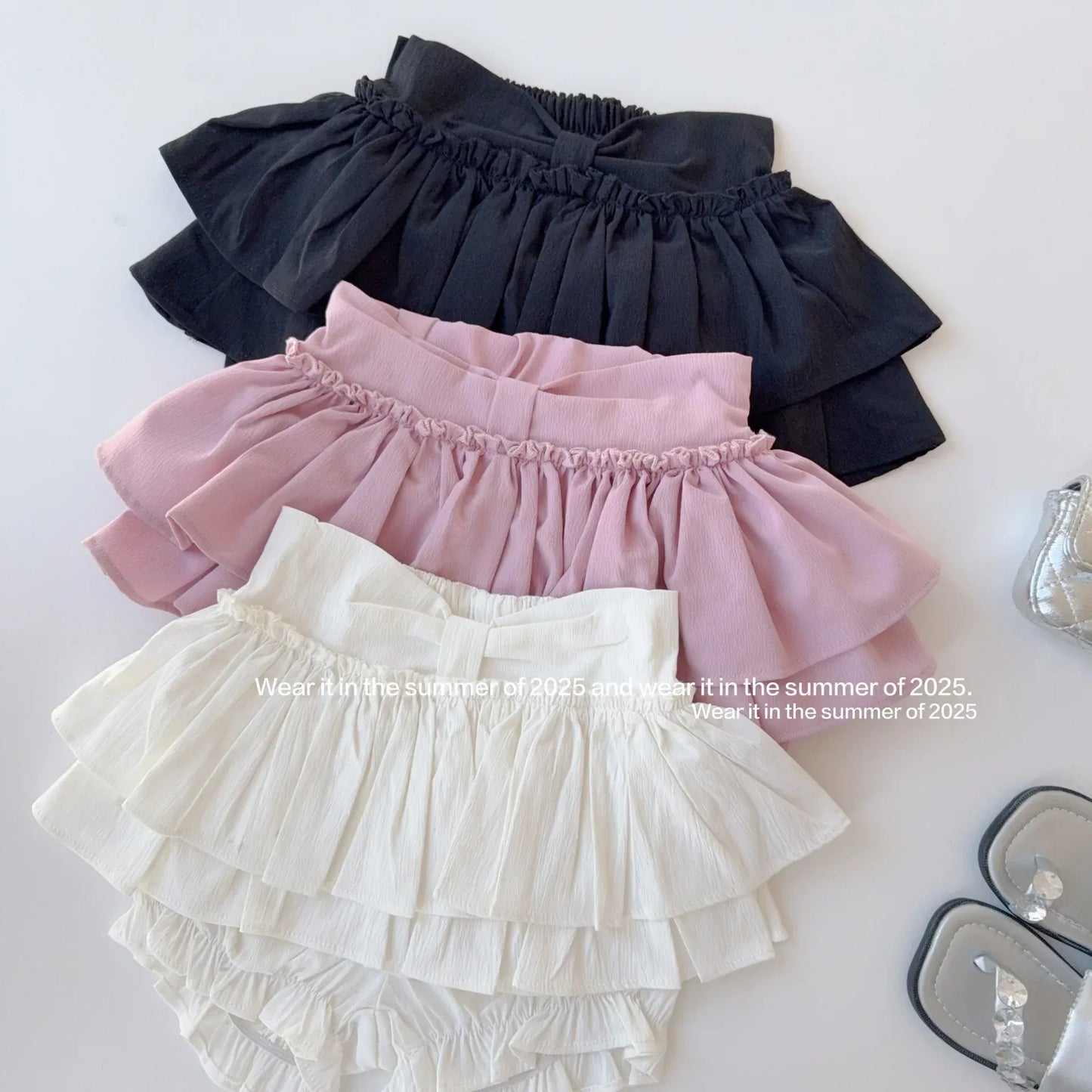 ハーフパンツ・ショートパンツ キッズパンツ ダブルフリルスカートドッキングバルーンショートパンツかぼちゃパンツ【mh0008887】