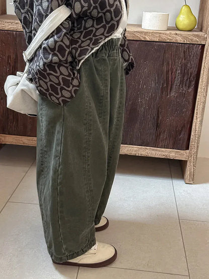 ロングパンツ・スウェットパンツ キッズパンツ シンプルルーズバレルデザインロングパンツ【mh0008890】