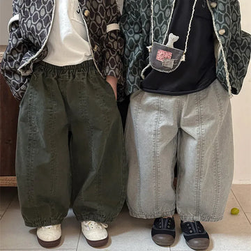 ロングパンツ・スウェットパンツ キッズパンツ シンプルルーズバレルデザインロングパンツ【mh0008890】