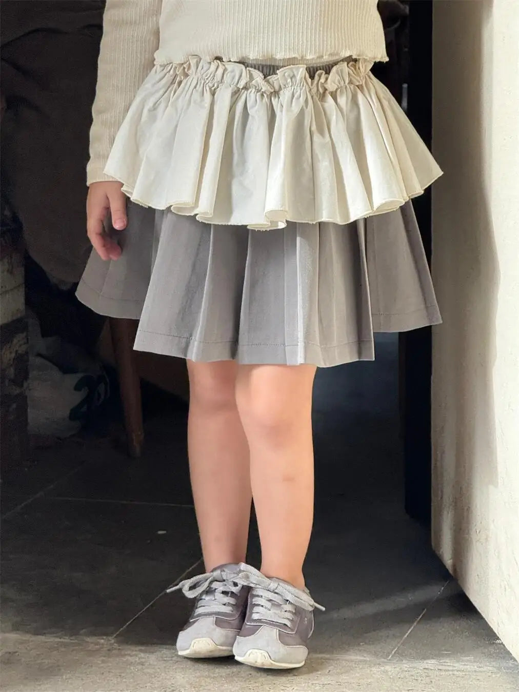 スカート キッズスカート パッチワークペプラムドッキングプリーツスカート【mh0008899】