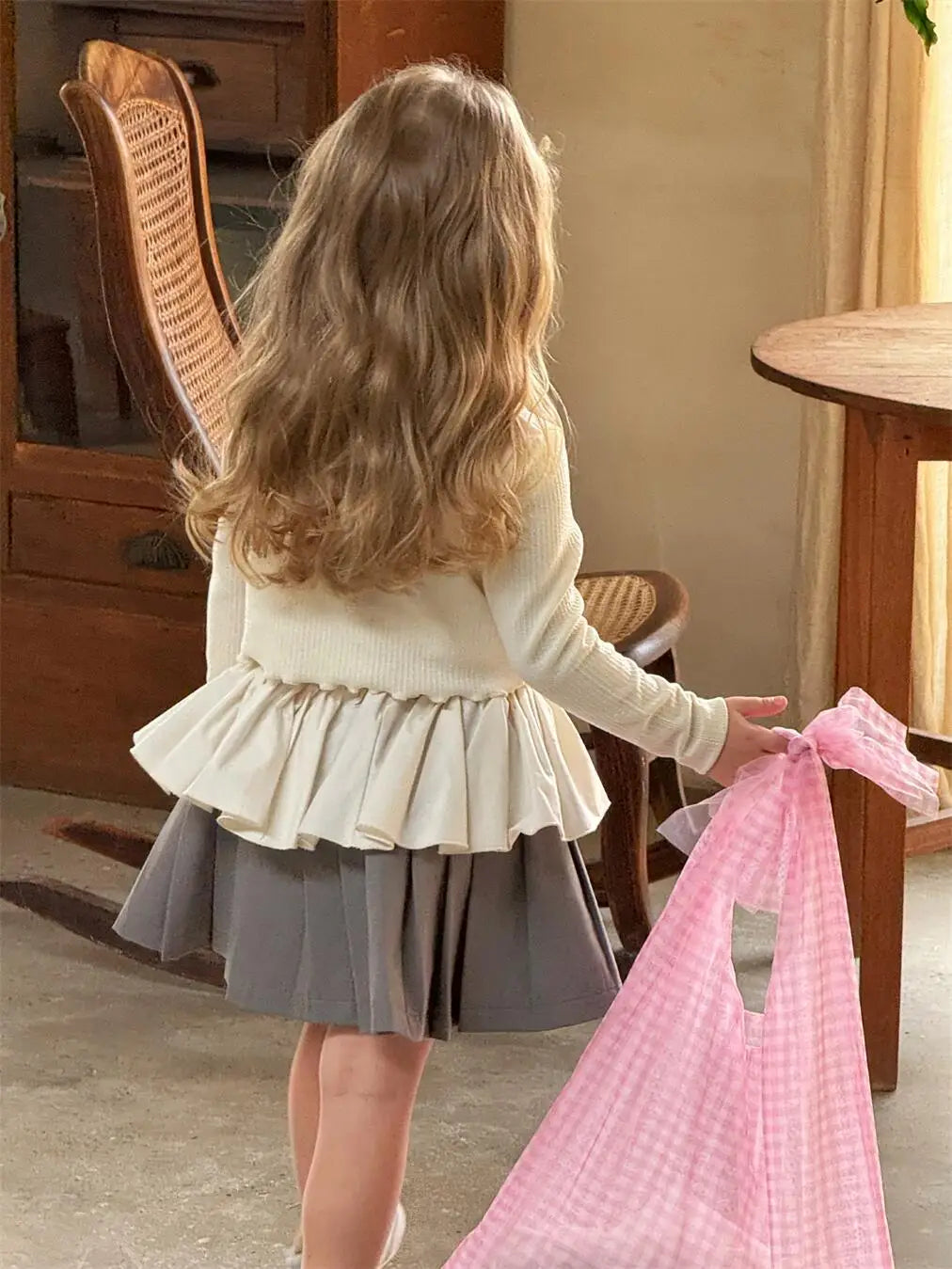 スカート キッズスカート パッチワークペプラムドッキングプリーツスカート【mh0008899】