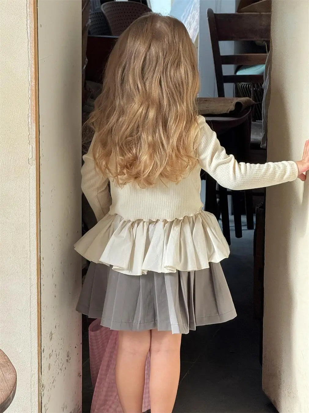 スカート キッズスカート パッチワークペプラムドッキングプリーツスカート【mh0008899】