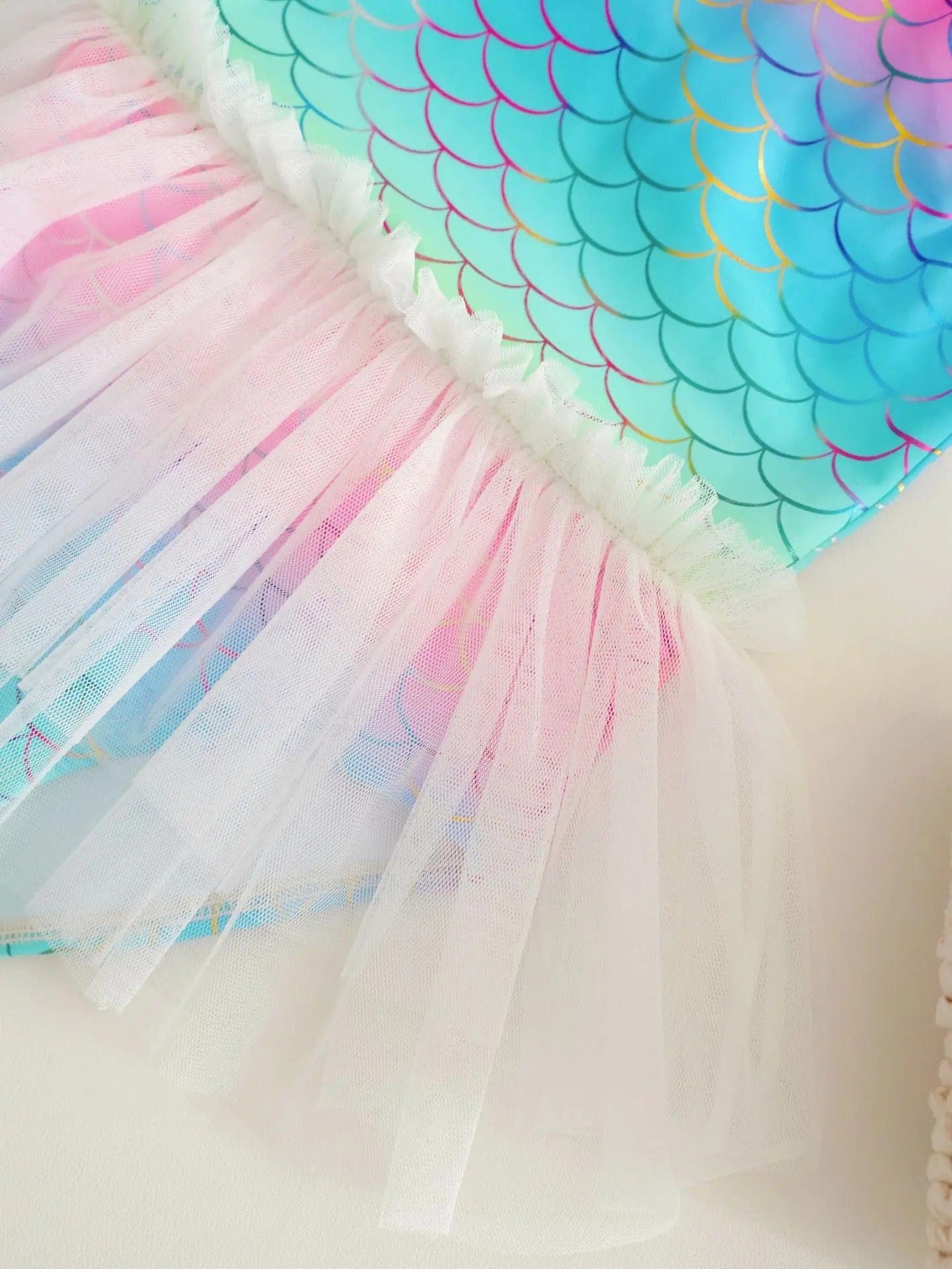 ベビー用水着 キッズ水着 マーメイド人魚姫フリルワンピーススイムウェア 帽子セット【mh0009082】