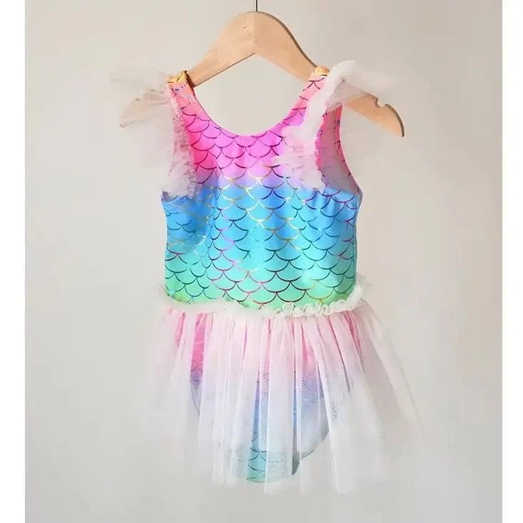 ベビー用水着 キッズ水着 マーメイド人魚姫フリルワンピーススイムウェア 帽子セット【mh0009082】