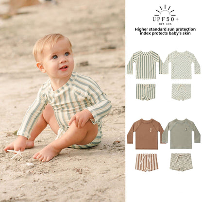 ベビー用水着 キッズ水着 ボーイズ セパレートスイムウェア 帽子セット【mh0009083】