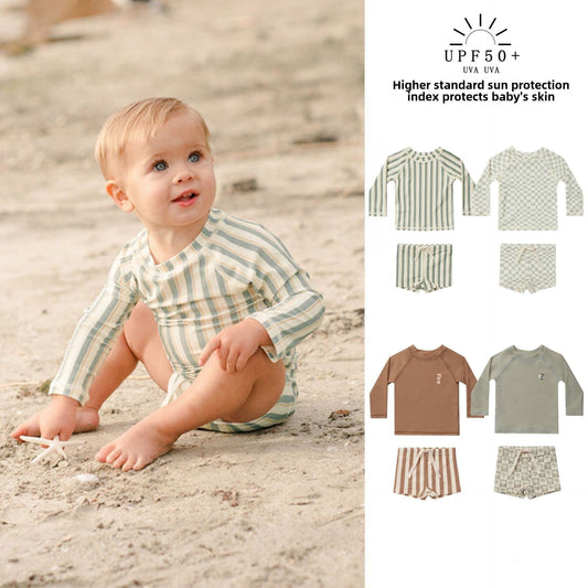 ベビー用水着 キッズ水着 ボーイズ セパレートスイムウェア 帽子セット【mh0009083】