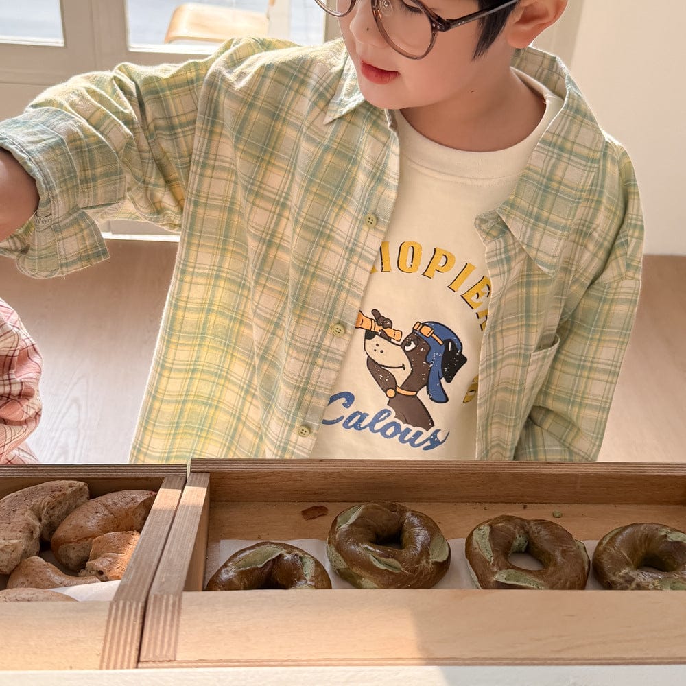 長袖シャツ・ブラウス キッズトップス レトロチェック長袖シャツブラウス【mh0009101】