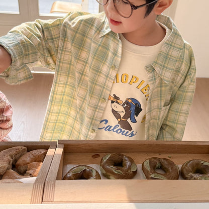 長袖シャツ・ブラウス キッズトップス レトロチェック長袖シャツブラウス【mh0009101】