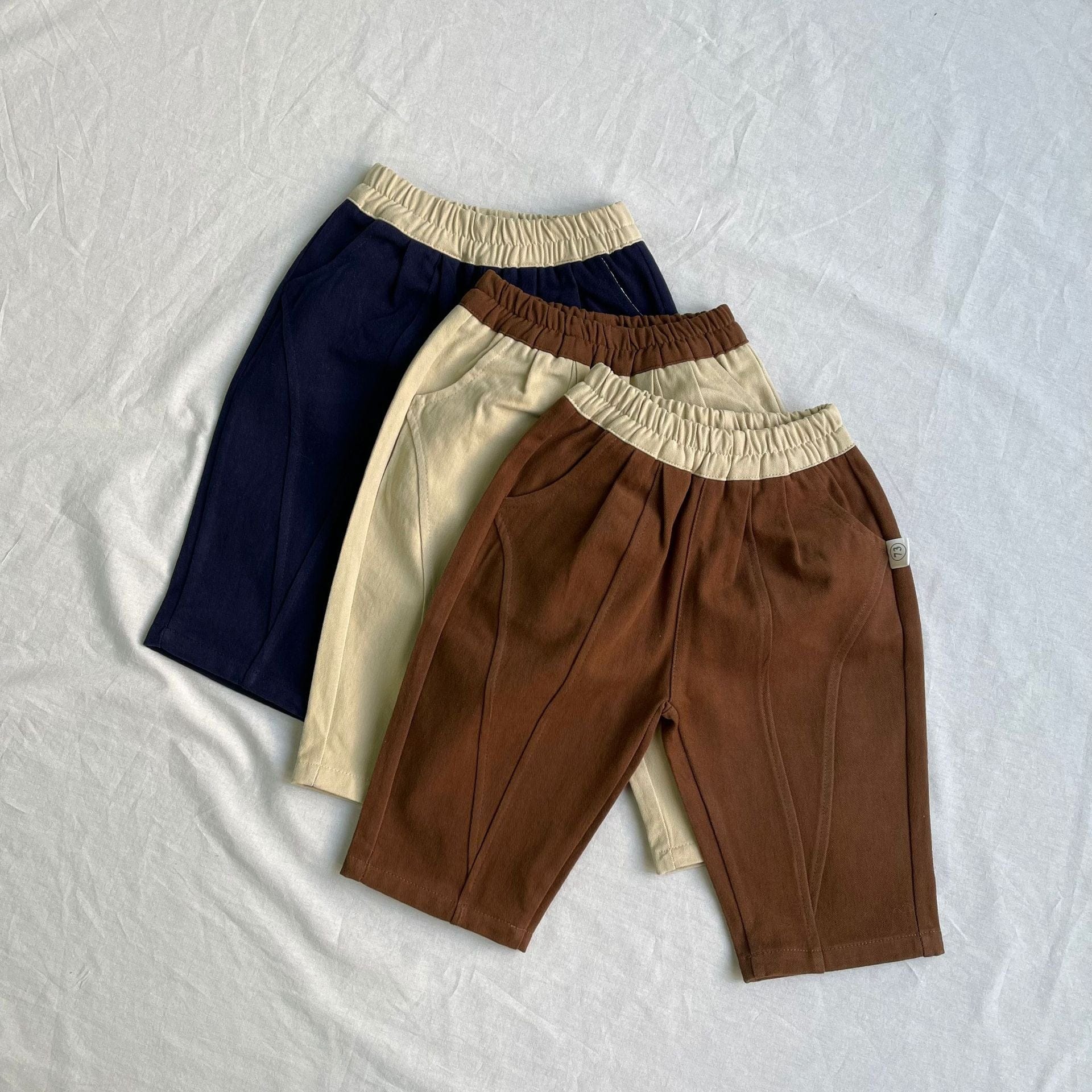 ロングパンツ・スウェットパンツ ベビーパンツ バイカラーパッチワークロングルーズパンツ【mh0009107】