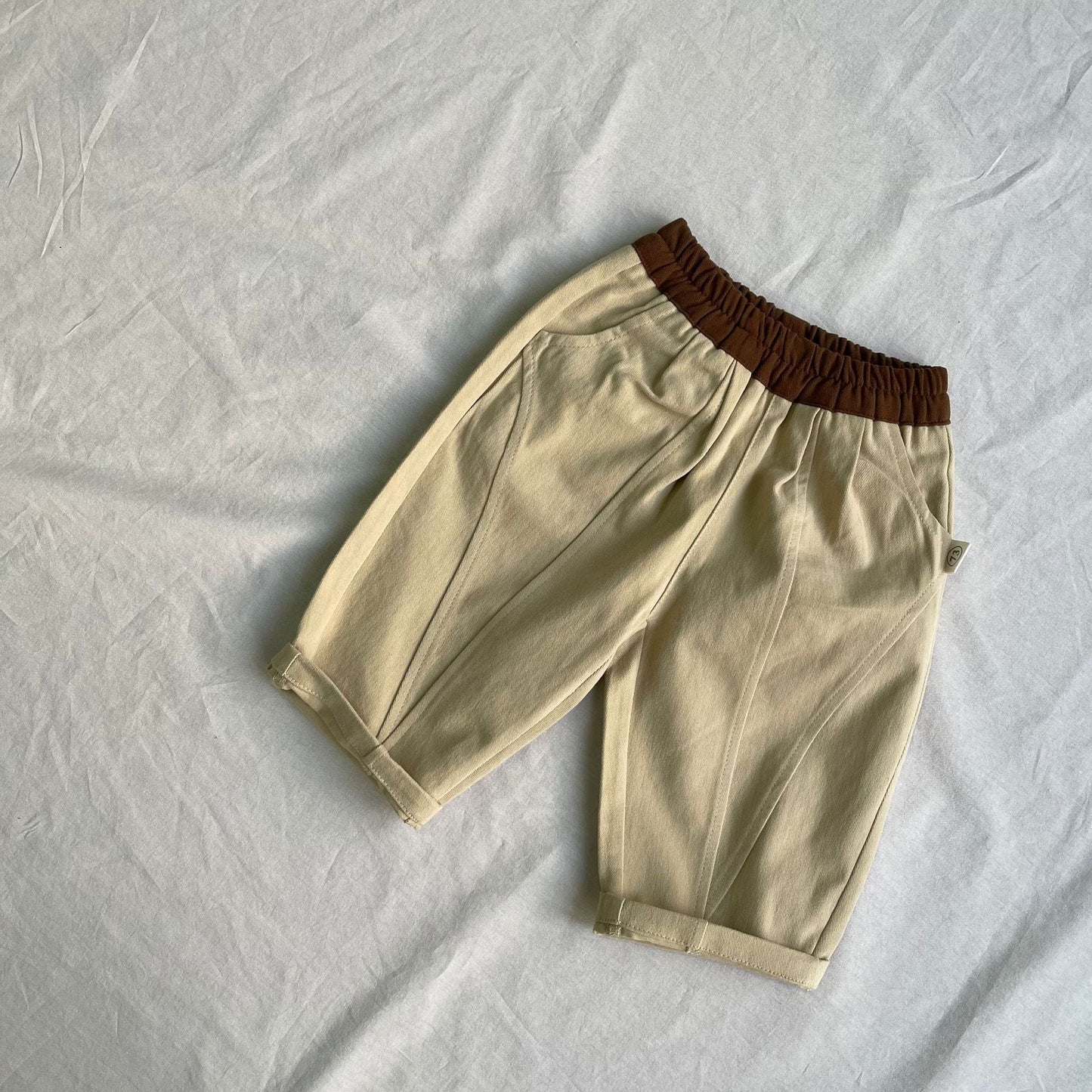 ロングパンツ・スウェットパンツ ベビーパンツ バイカラーパッチワークロングルーズパンツ【mh0009107】