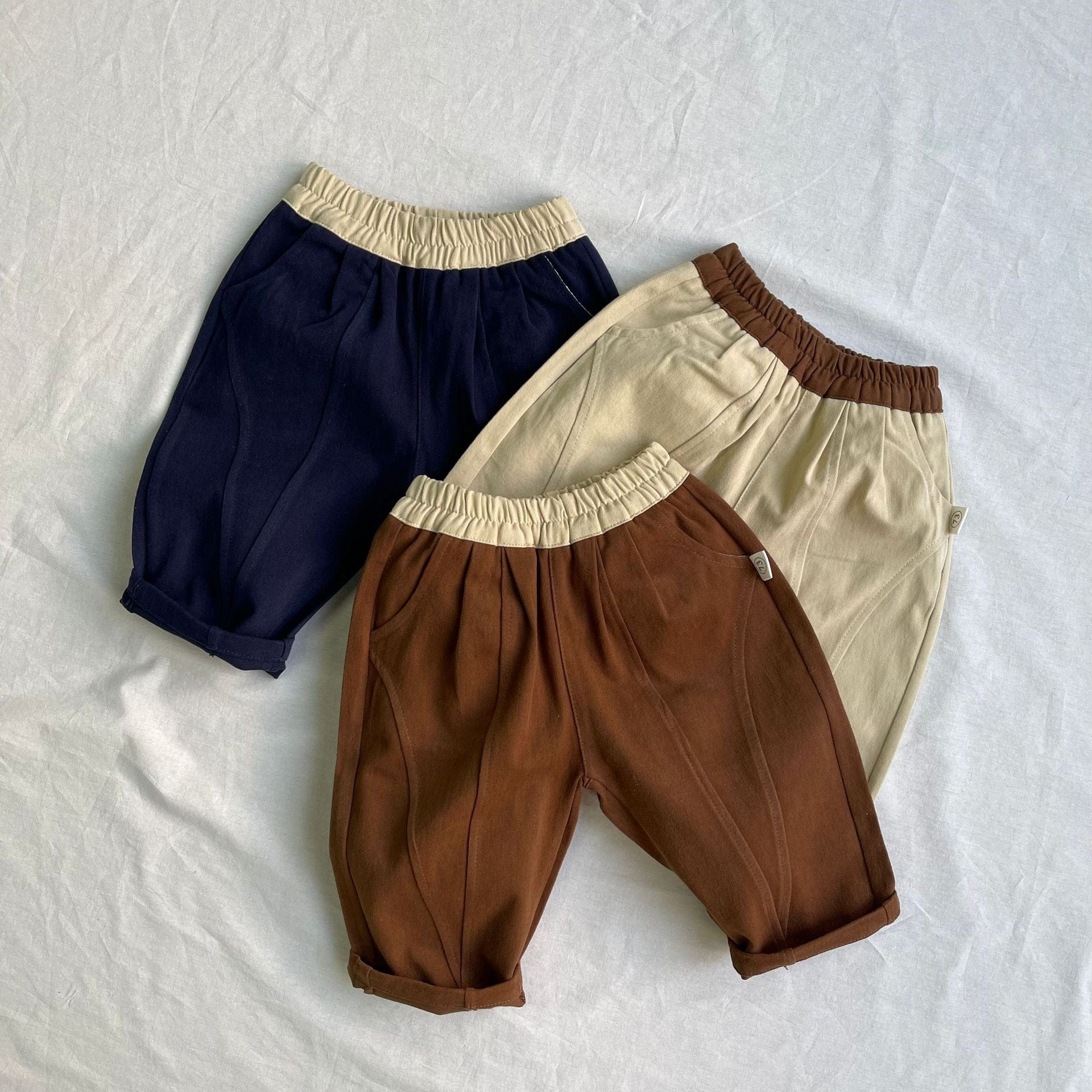 ロングパンツ・スウェットパンツ ベビーパンツ バイカラーパッチワークロングルーズパンツ【mh0009107】