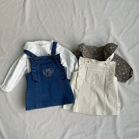 スカート ベビースカート リボン刺繍サスペンダージャンパースカート【mh0009108】