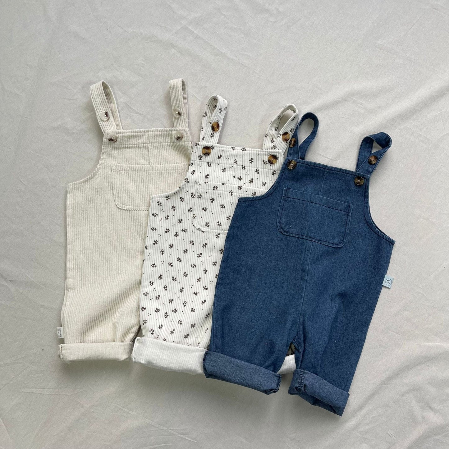 オーバーオール ベビーオーバーオール デニム/フラワープリント/無地サスペンダーサロペットパンツ【mh0009109】