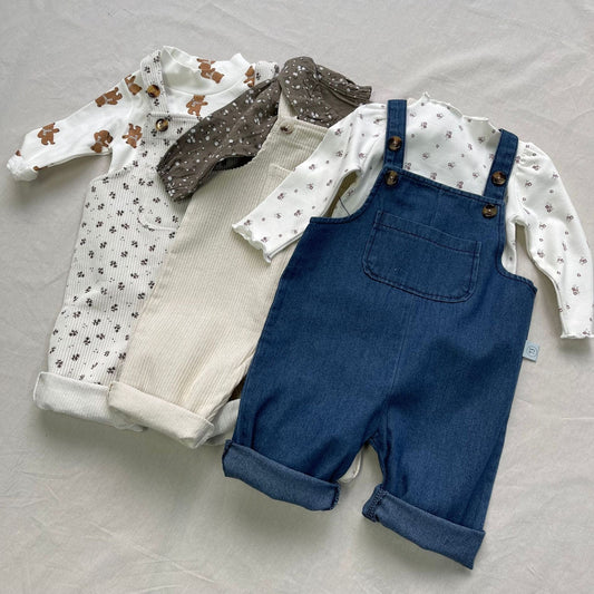 オーバーオール ベビーオーバーオール デニム/フラワープリント/無地サスペンダーサロペットパンツ【mh0009109】