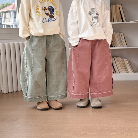 ロングパンツ・スウェットパンツ キッズパンツ カラーワイドルーズパンツ【mh0009111】